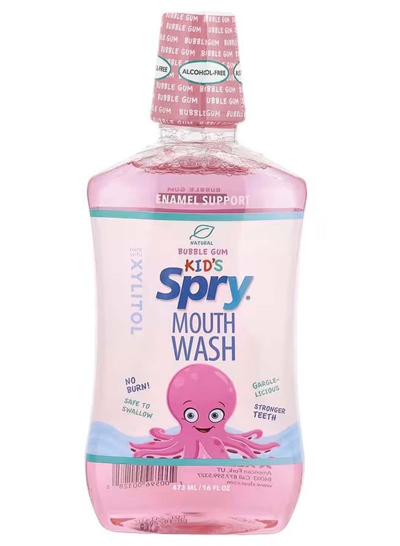 سبراي غسول الفم البخاخ للأطفال، يدعم مينا الأسنان، خالي من الكحول، طعم العلكة الطبيعي، 16 أوقية سائلة (473 مللي) - Image 1